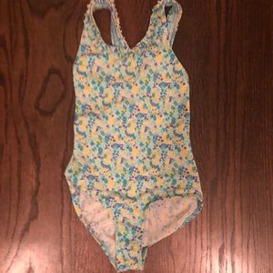 Lands End Girls One Piece Floral Swimsuit